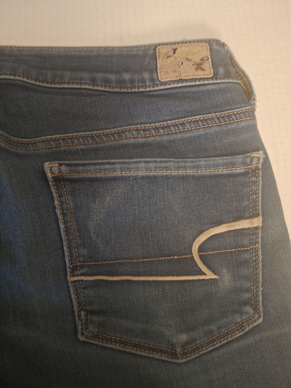 American Eagle Outfitters Women's Dark Blue Skinny Jeans with Back Pocket Stitch